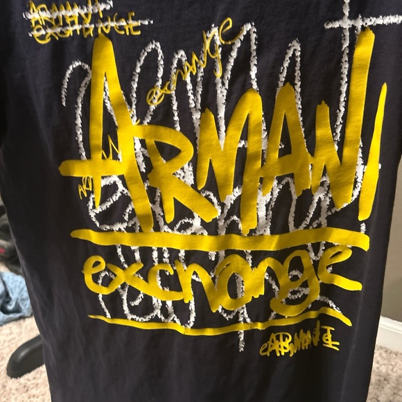 Armani Exchange T-Shirt in Navy and Yellow - Picture 3 of 4